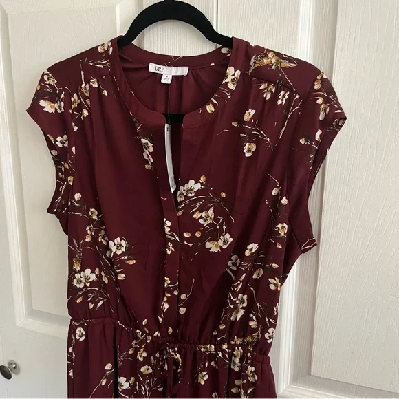 5 for $25! Dr2 Floral Burgundy Dress - Picture 4 of 5